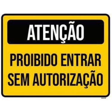 Imagem de Placas Atenção Proibido Entrada 3 Unidades 18x23cm
