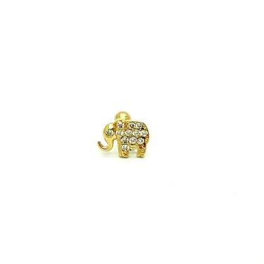 Imagem de Ouro 18K Piercing Elefante Com Pedras Cartilagem Hook Helix Tragus Ore