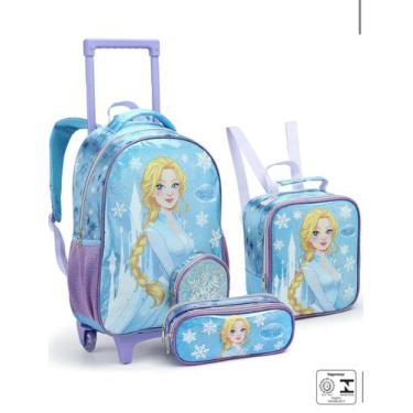 Imagem de Kit Mochila Escolar Rodinda + Lancheira+ Estojo Ice Princess Frozen In