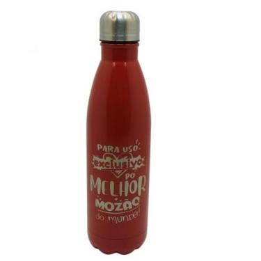 Imagem de Garrafa Inox 750ml Vermelha Mozão - ATACADÃO DO ARTESANATO MDF