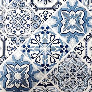 Imagem de Toalha De Mesa Termica Impermeavel Pvc Azulejo Portugues Azul 2,30 X 1