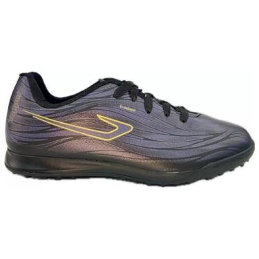 Imagem de Chuteira society infantil topper slick v , Preto chumbo amarelo, 35