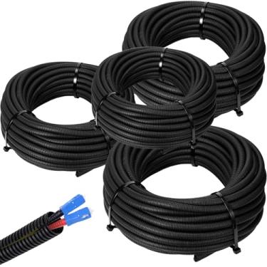 Imagem de Sasylvia Protetor de cabo de tear de fio dividido tubo protetor de conduíte dividido tubo complicado capa de fio elétrico flexível mangas protetoras (1/4, 3/8, 1/2, 3/10.2 cm x 3 m, preto)