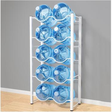 Imagem de Suporte para jarro de água de 5 galões Rack de armazenamento para garrafa de água, organizador empilhável de dispensador de armário de água, suporte para garrafa de refrigerador de água resi