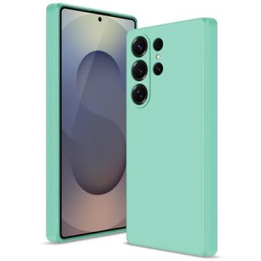 Imagem de Btstring Capa para Samsung Galaxy S25 Ultra, capa de silicone macio com proteção de câmera atualizada, capa fina à prova de choque com forro de microfibra antiarranhões, verde menta