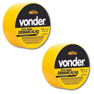 Imagem de Kit Com 2 Fitas Adesivas Para Demarcação 48mmx30m Amarela - Vonder
