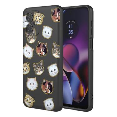 Imagem de KOARWVC Capa de celular para Moto G54 Power, capa para Moto G54, Motorola G64, XT2343, design de padrão de gato fofo, capa protetora fina de TPU macio para Motorola Moto G54 Black Cat