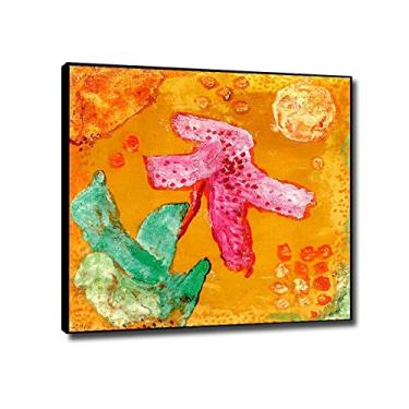 Imagem de JZSDGB Impressão de arte em tela Black Frame 'fleurir' por Paul Klee - Reprodução de pintura famosa em tela fina arte de parede abstrata giclée imagens em tela para decoração de casa 20 x 20 cm (9 x 9