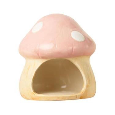 Imagem de Baoblaze Escondimento do hamster de cogumelos, cama de hamster, decoração de desenhos animados decoração de gênia hideuia house porquinho para pequenos