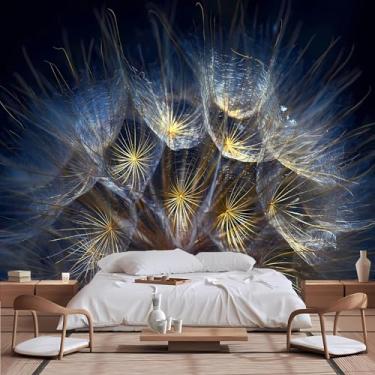 Imagem de Lcythiazole Mural de papel de parede de dente-de-leão, fotos de dente-de-leão de alta definição sob o céu azul, para sala de estar, quarto de meninas, tamanho personalizável, descasque e cole