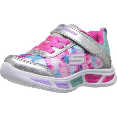 Imagem de Tênis infantil feminino Skechers Litebeams-Dance N'Glow, Silver/Multi, 7 Toddler