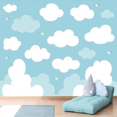 Imagem de Lcythiazole Papel de parede infantil de tamanho personalizável com nuvens mural de parede arte de parede 3D nuvem mural papel de parede para jardim de infância quarto de crianças sala de estar