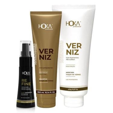 Imagem de Kit brilho intenso antifrizz verniz  gloss reparador de pontas hoka - 