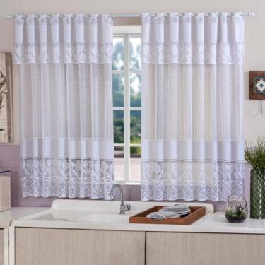 Imagem de Cortina Cozinha Rendada 1,20m x 2,20m Lisa - ARTE & CAZZA