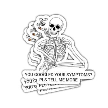 Imagem de 3 peças You Googled Your Symptoms? Pls Tell Me More Sticker, You Googled Your Symptoms Skeleton Medical Sticker I Googled My Symptoms Laptop Bottle Phone Car Helmet Hard Hat Funny Gifts Sticker 7.6 cm