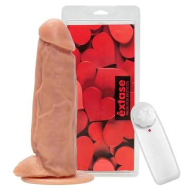 Imagem de Prótese Maciça Vibratória Com Escroto E Ventosa 16,5 X 4,5Cm Prazer Intenso e Orgasmos Mais Fortes [NATURAL]