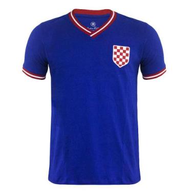 Imagem de Camisa Retrômania Croácia Coleção Nações Masculina, G, Azul