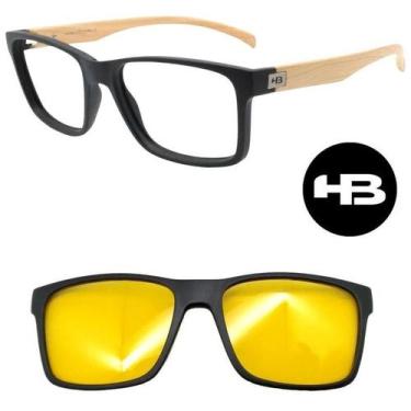 Imagem de Armação Oculos Hb Switch 0339 261 Preto Madeira com 1 Clipon, Noturno