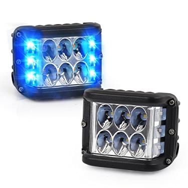 Imagem de Barra de luz LED para atirador lateral azul, luzes off-road de 10 cm com dois lados, luzes estroboscópicas azuis, luz de direção de LED para caminhão JEEP ATV SUV UTV 4 x 4