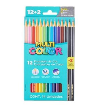 Imagem de Lápis de Cor Ecolápis  kit com 12 Cores  coloridas + 2 Lápis Grafite -