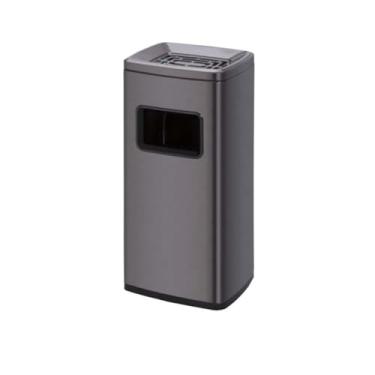 Imagem de Coluna de cinzas Ash Pillar Preto/Prata Área de Fumantes Aço Inoxidável Escadaria Extintor Coletor de Cigarros Vertical Pontas de Cigarro Coluna de cinzas de chão(Preto)