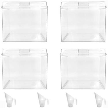 Imagem de Kit 4 Potes Acrílico Quadrado com Tampa 3,3l+ Conchas 100ml - ExPote