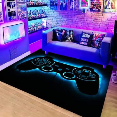 Imagem de LUCKY&DONG Tapetes de anime para quarto, meninos, adolescentes, estampados, gamepad, tapetes para sala de estar, decoração de casa, antiderrapante, cristal, piso, poliéster, decoração para jogadores,