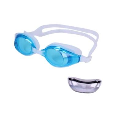Imagem de Vaveren Óculos de natação para adultos Eyewear Trendy Clear View Anti Fog Glass Goggles de natação para piscina de praia de esportes aquáticos para a água, Lago Azul