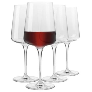 Imagem de Krosno Taças de vinho tinto, conjunto de 4, coleção Infinity, formato clássico elegante, vidro premium, sem chumbo, lavável na lava-louças, feito na Europa