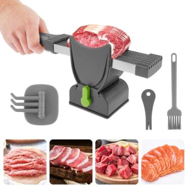 Imagem de Cortador de carne fresca, cortador manual de cutelo de carne, espessura ajustável de 2 ou 4 mm, pode cortar fatias de carne, tiras, não adequado para carne congelada ou delicatessen, para cozinhar em