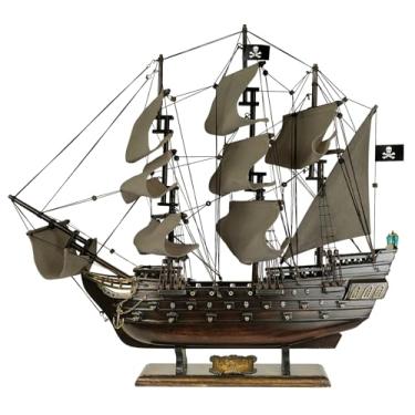 Imagem de SAILINGSTORY Modelo de navio pirata de madeira pérola preta veleiro decoração de veleiro 52 cm velas antigas