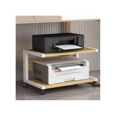 Imagem de suporte para impressora com armazenamento Sob a mesa impressora prateleira arquivo organizador cópia scanner tudo-em-um suporte bandeja multifuncional com rodas prateleira de impressora(Natural)