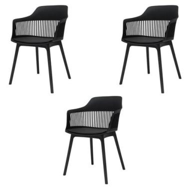 Imagem de Kit 03 Cadeiras Marcela Preta Sala Cozinha Jantar Preto - B.Hoff Mobil