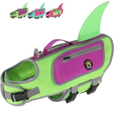 Imagem de Sheripet Colete salva-vidas para cães, colete de segurança de tubarão de alta flutuabilidade, preservador de vida de neoprene para animais de estimação com boa visibilidade e reflexivo, colete