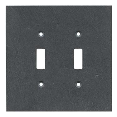 Imagem de Placa de parede elétrica SWITCH HITS Outlet 2 interruptores | Placa frontal com tampa de interruptor de luz dupla | Carvão de ardósia Vermont decorativo - Tom natural da terra | 2 Gang, 12,7 cm L x