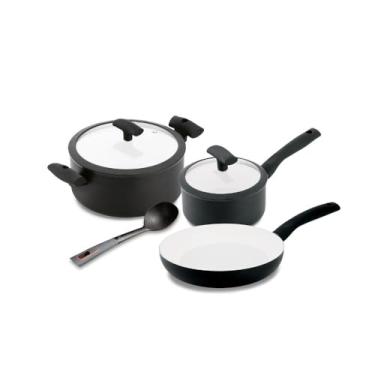 Imagem de Conjunto 3 Panelas Preta e Colher Cinza Hercules PA300-3PR1