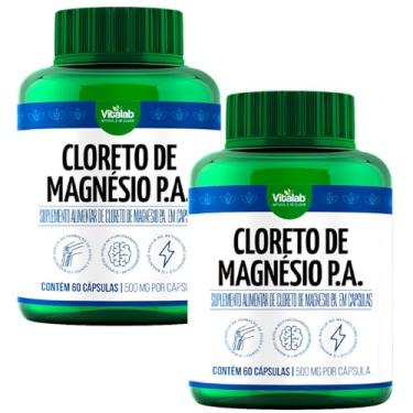 Imagem de Kit 2 Cloreto de Magnésio PA Vitalab 500Mg 60 Cápsulas