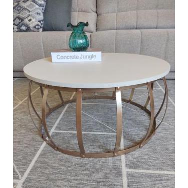 Imagem de Mesa de Centro em Ferro e Madeira - sala Off White - Redonda - ARTE & 