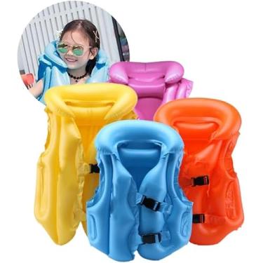 Imagem de Colete Infantil Boia Inflável Salva Vidas Praia Piscina Crianças Bebês Natação Flutuador (Amarelo, P)