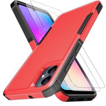 Imagem de YmhxcY Para Galaxy A05, [proteção contra quedas de grau militar de 3,5 metros] [antiderrapante] [2 peças] Capa resistente à prova de choque para Samsung Galaxy A05 de 6,7 polegadas - vermelha