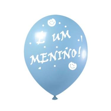 Imagem de Balão Chá 1 Azul Claro 9 Pol. – Kit com 20 Unidades – Decoração para Chá de Bebê, Chá Revelação ou Aniversário