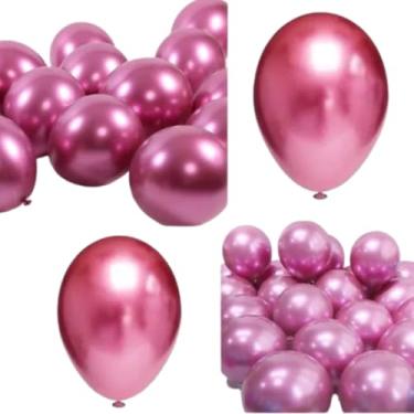 Imagem de 25 Balão Pink Rosa 5 Pol Cromado Metalizado Bexiga