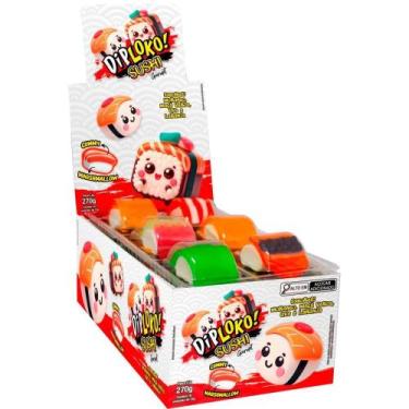 Imagem de Doce Sushi de Gelatina com Marshmallow Display com 18 Unidades - Danil