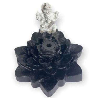 Imagem de Incensário Flor de Lotus pontudo Ganesh Livro branco e preto - Lua Mís