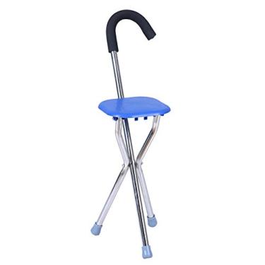 Imagem de LXPYMXDP Bengala, banco de caminhada, bengala, bengala dobrável, assento de bengala, bengala portátil, para idosos