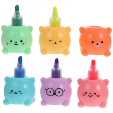 Imagem de MAGICLULU 1 conjunto de marcadores de pétalas, canetas marca-texto em aquarela em forma de urso, canetas iluminadoras de aquarela, canetas fluorescentes para papelaria de escritório, marcadores