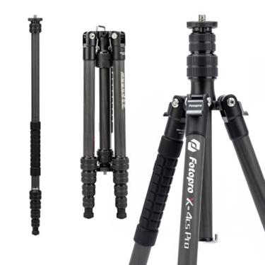 Imagem de Fotopro Tripé de câmera, tripé de viagem leve, monopé 2 em 1, tripé compacto portátil para câmera DSLR, tripé profissional de carga de até 8 kg