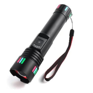 Imagem de Lanterna Tática Profissional LED Potente Recarregável, Zoom Ajustável, Foco Longo Alcance, Resistente à Água com 5 Modos de Luz - Ideal para Camping e Emergências