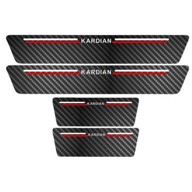 Imagem de Kit Soleira Protetora Porta Premium Red Fibra Carbon Kardian - Jhow Ad