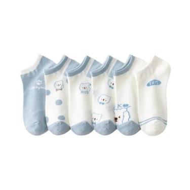 Imagem de Meias Curtas Finas De Verão Femininas 6 Pares De Malha Respirável Boni